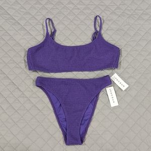 NWT PAC SUN Purple Bikini Set Top Large Bottom Small